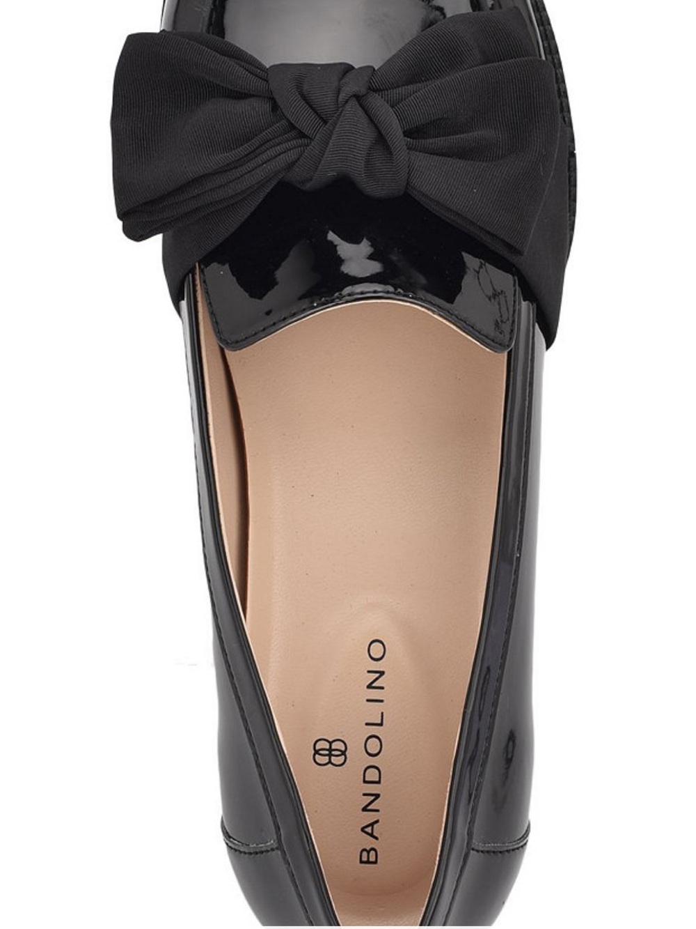 Bandolino Black Patent Loafer with Fabric Bow